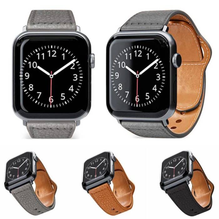 Reverse Buckle Litchi Genuine Leather Watch Band, For Apple Watch 46mm / 49mm / 45mm / 44mm, For Apple Watch 42mm / 41mm / 40mm / 38mm – Bild 2