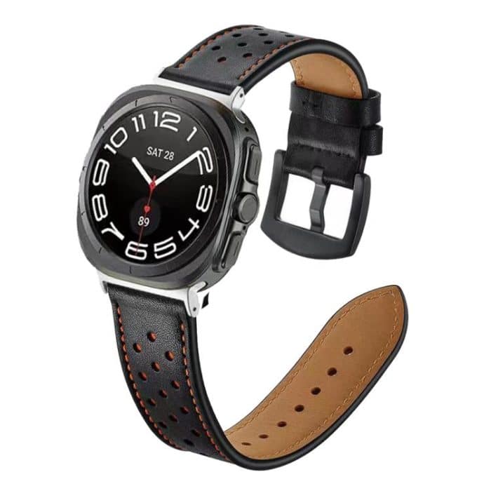 EDA008327401A.jpg Hole Retro Leather Watch Band, For Samsung Galaxy Watch Ultra 47mm / Ultra 2025 – Bild 1