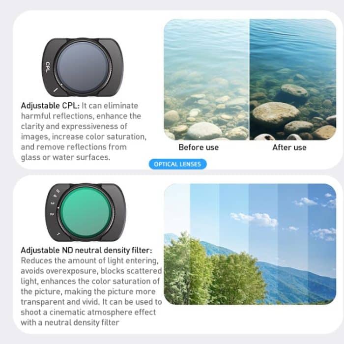Für DJI Osmo Pocket 3 Kameraobjektivfilter, 0.72X Wide Lens, Black Mist 1/4, ND8, NIGHT, UV, Adjustable CPL, VND1-5, VND6-10, Adjustable STAR – Bild 6