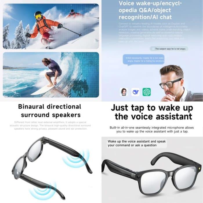 L801 Smart Glasses with 8MP HD Camera Video Recording WiFi Transmission Al Smart Voice Assistant Smart Wearable Headset – Bild 3