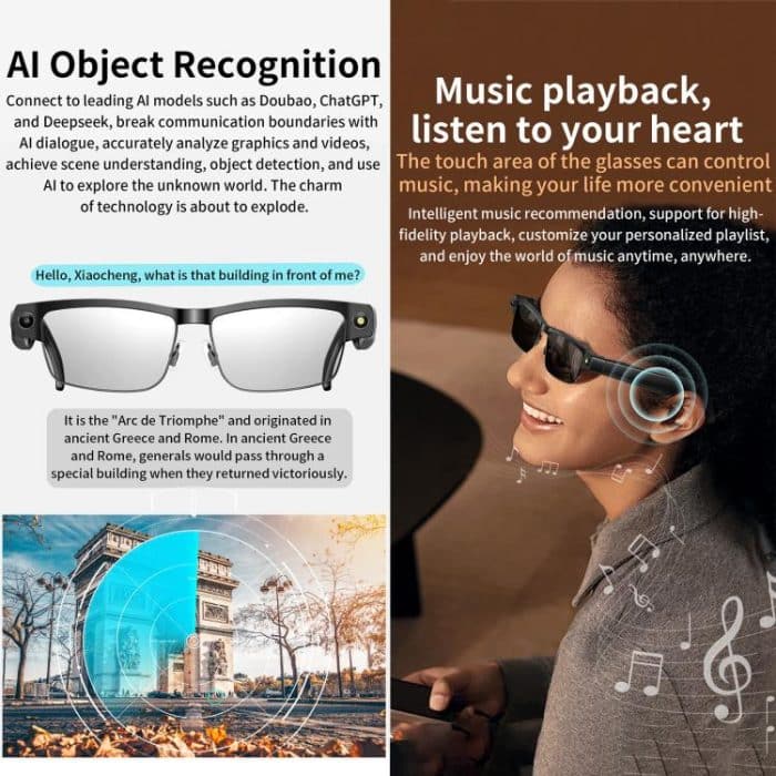 L802 Smart Glasses with 8MP HD Camera Video Recording WiFi Transmission Al Smart Voice Assistant Smart Wearable Headset – Bild 6