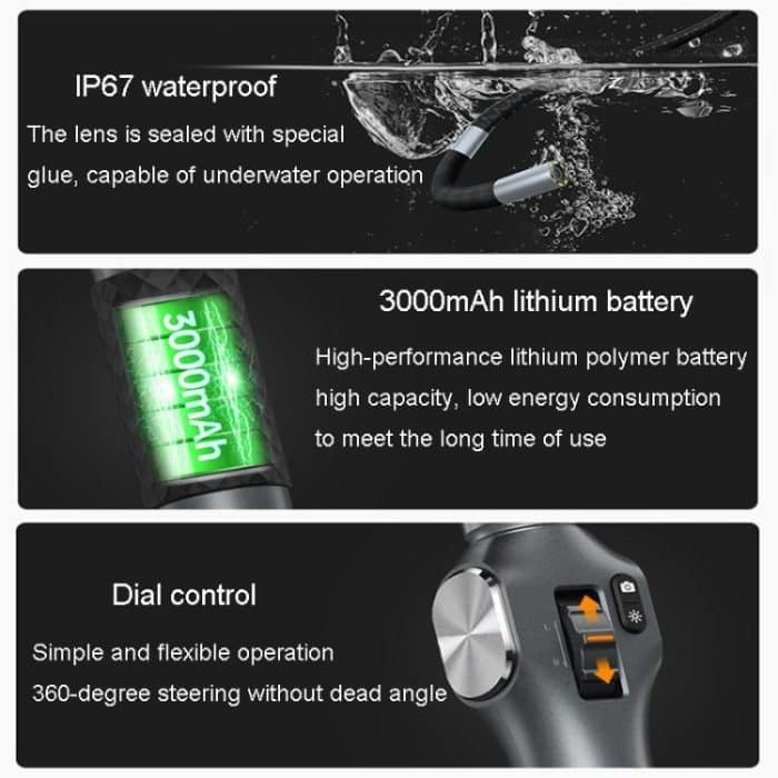 TESLONG TD500 5 Inch HD Large Screen Dual Steering Endoscope 1.55m Length, 6.5mm Single Lens, 6.5mm Dual Lens, 3.9mm Single Lens – Bild 12