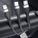 ZGA CB08 5A 3 in 1 USB Fast Charging Braided Data Cable, Length: 1.2m