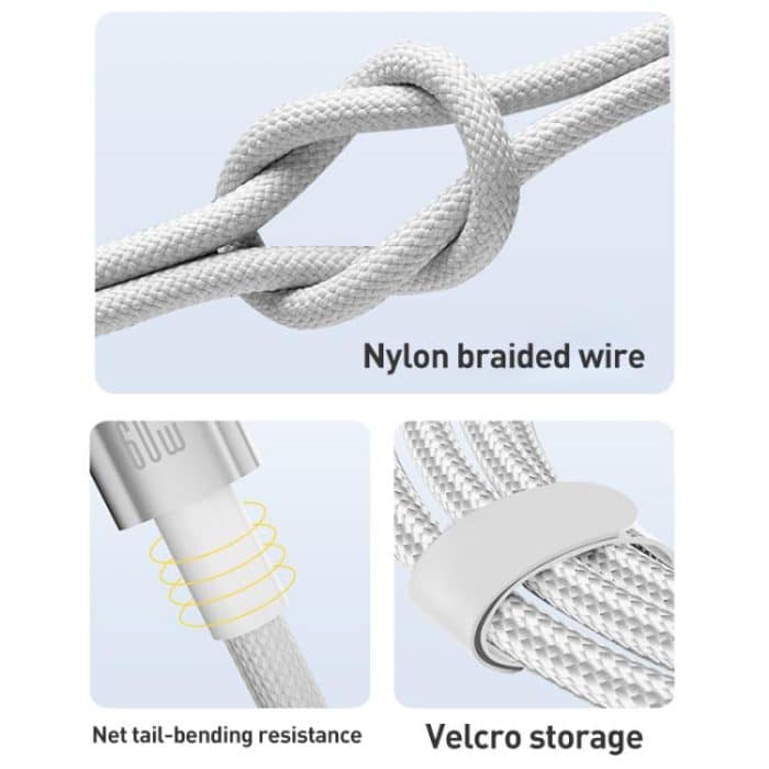 ZGA CB10 60W USB/Type-C to 8 Pin/Type-C 4 in 1 Fast Charging Data Cable, Length: 1.2m – Bild 3