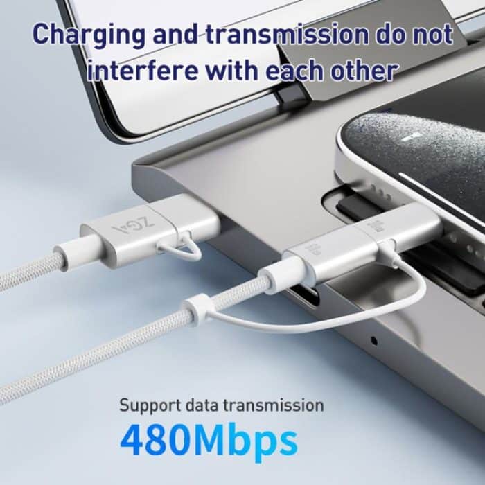 ZGA CB10 60W USB/Type-C to 8 Pin/Type-C 4 in 1 Fast Charging Data Cable, Length: 1.2m – Bild 5