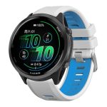 Two Color Steel Buckle Silicone Watch Band, For Garmin Forerunner 970