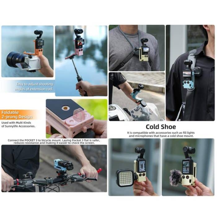 Sunnylife Magnetic Mount 1/4 Adapter Cold Shoe Tabletop Base Bracket Angles Adjustable Multi Expansion Mount, For DJI OSMO Pocket 3 – Bild 3