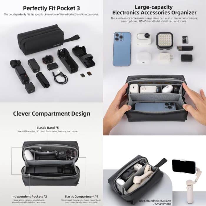 Sunnylife Carrying Handbag Storage Shoulder Bag Combo Bags Mini Travel Daily Pouch, For DJI OSMO Pocket 3 – Bild 3