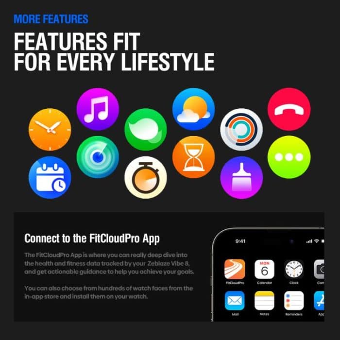 Zeblaze Vibe 8 Rugged Outdoor Smart Watch 1.43 inch Screen 5 ATM & IP69K Built-in Flashlight – Bild 10