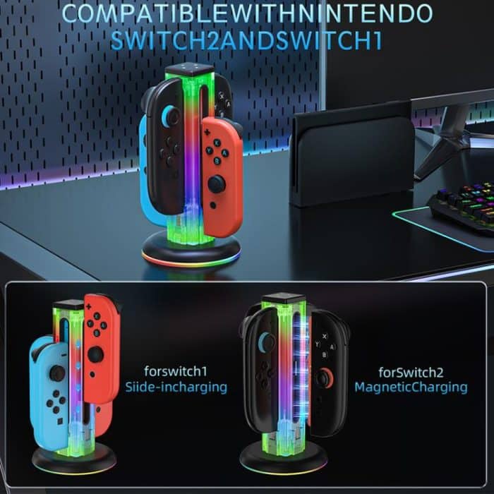 JYS NS2318 4 in 1 Game Controller Charging Dock with RGB Light, For Nintendo Switch 1 / 2, JYS-NS2318 – Bild 11