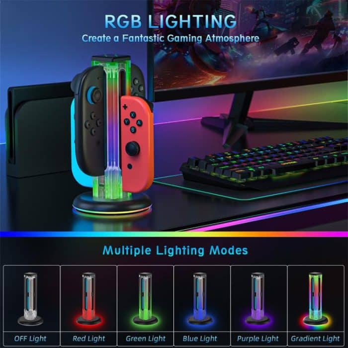 JYS NS2318 4 in 1 Game Controller Charging Dock with RGB Light, For Nintendo Switch 1 / 2, JYS-NS2318 – Bild 5