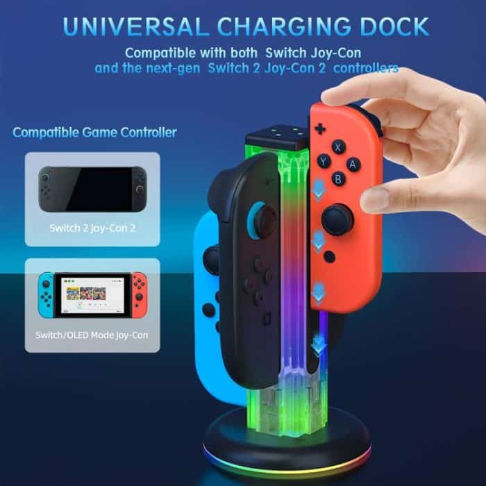 JYS NS2318 4 in 1 Game Controller Charging Dock with RGB Light, For Nintendo Switch 1 / 2, JYS-NS2318 – Bild 8