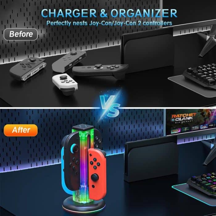 JYS NS2318 4 in 1 Game Controller Charging Dock with RGB Light, For Nintendo Switch 1 / 2, JYS-NS2318 – Bild 9