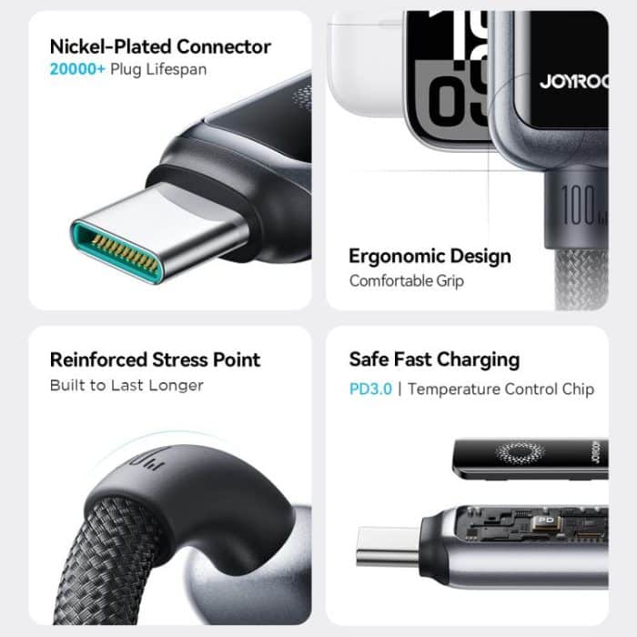 JOYROOM S-A55 StarFlight Serie 100W Typ-C zu Typ-C Auto Power-Off Schnellladedatenkabel – Bild 7