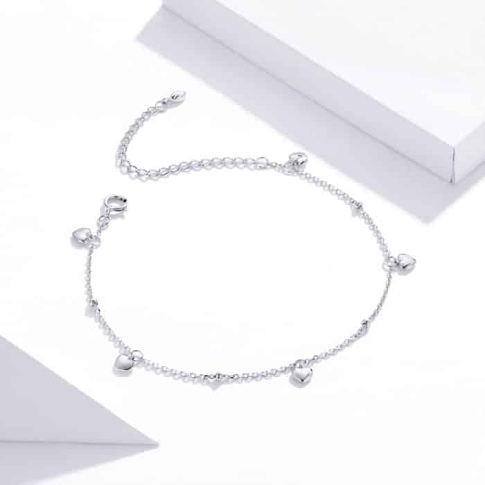 S925 Sterling Silber platiniert Hohlherz Armband – Bild 2