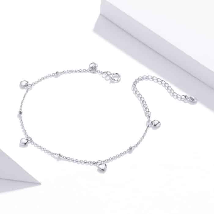 S925 Sterling Silber platiniert Hohlherz Armband – Bild 3