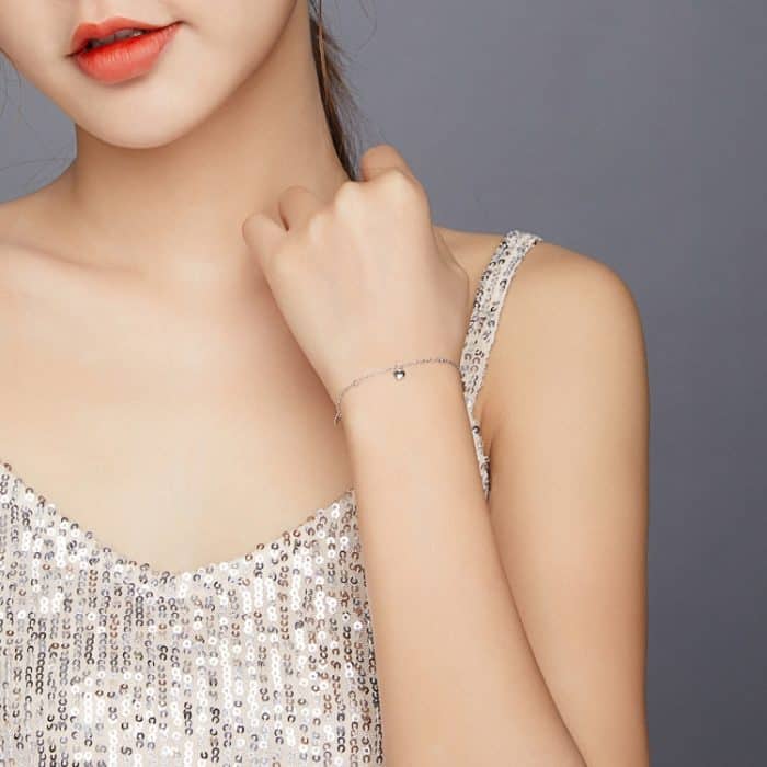 S925 Sterling Silber platiniert Hohlherz Armband – Bild 6