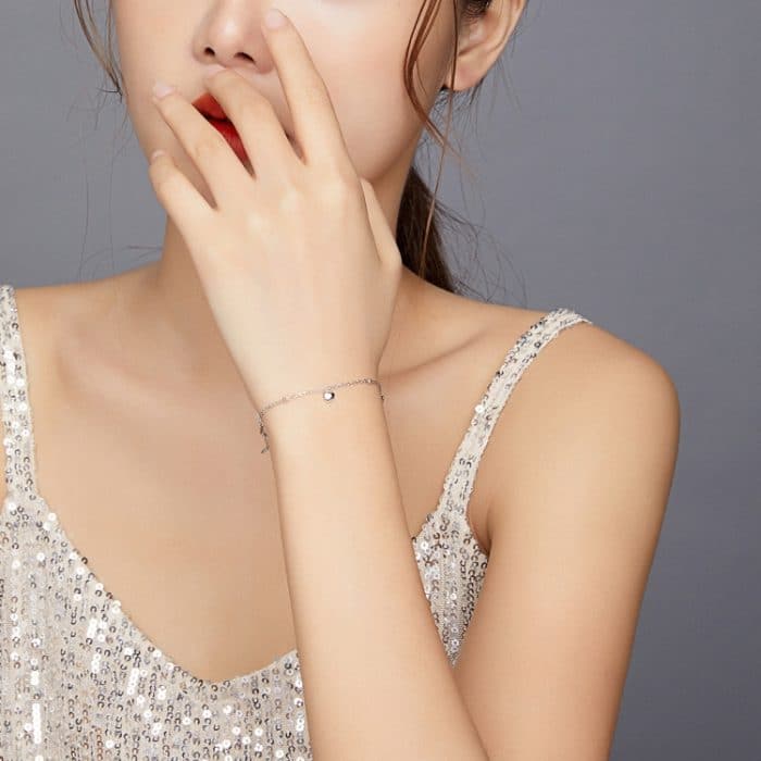 S925 Sterling Silber platiniert Hohlherz Armband – Bild 7