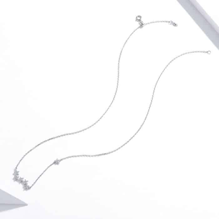 S925 Sterling Silber Brilliant Stars Frauen Nacklace Schmuck – Bild 2