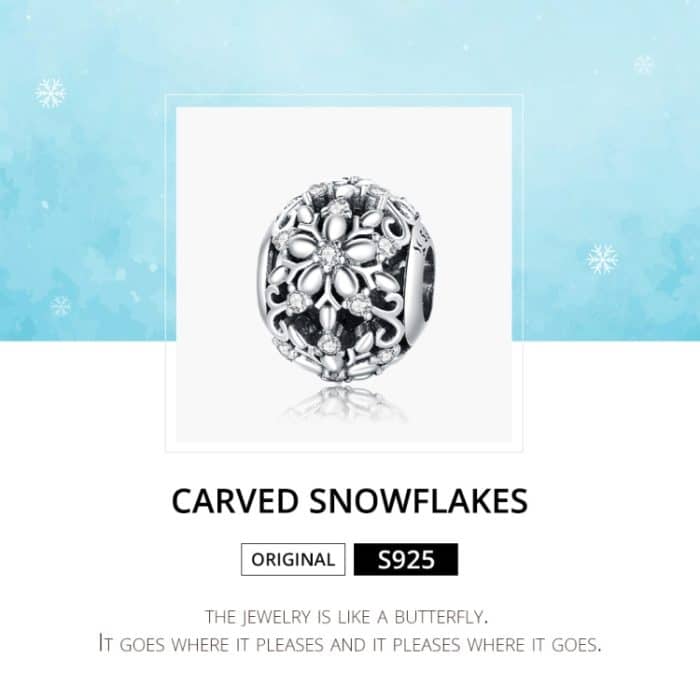 S925 Sterling Silber hohle Schneeflocke Perlen DIY Armband Halskette Zubehör – Bild 4