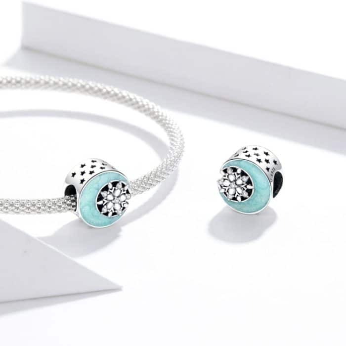 EDA008632_5.jpg S925 Sterling Silber Snowy Moon Nacht Perlen DIY Armband Halskette Zubehör – Bild 6