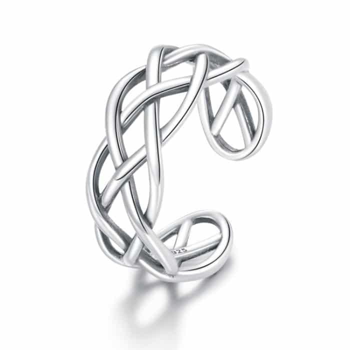 S925 Sterling Silber gewebte Textur hohle Frauen offenen Ring – Bild 1
