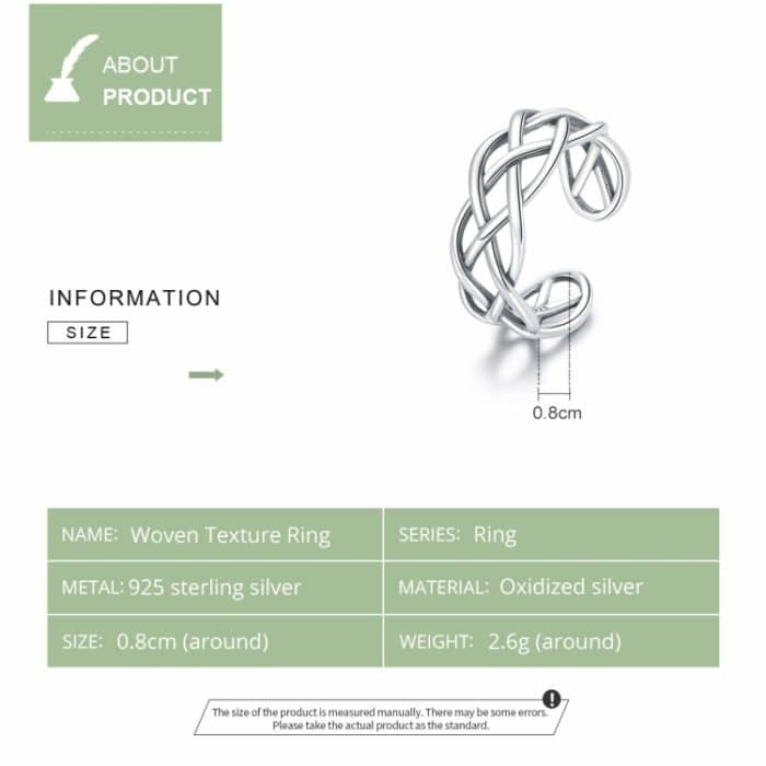 S925 Sterling Silber gewebte Textur hohle Frauen offenen Ring – Bild 5
