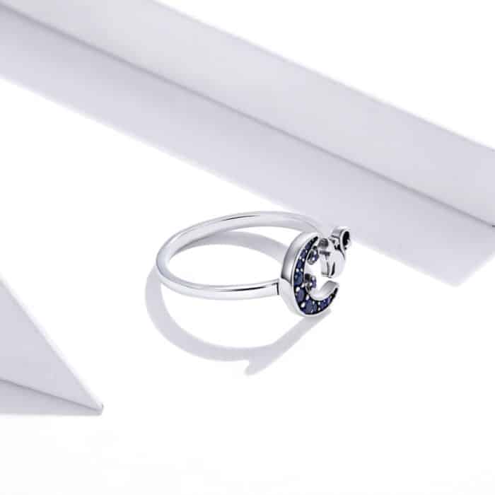 S925 Sterling Silber Moon Cat Frauen Open Ring – Bild 4