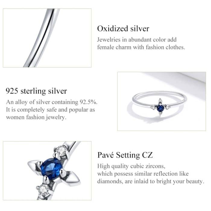 S925 Sterling Silber Einfacher Kreuz Damen Zirkon Ring – Bild 6