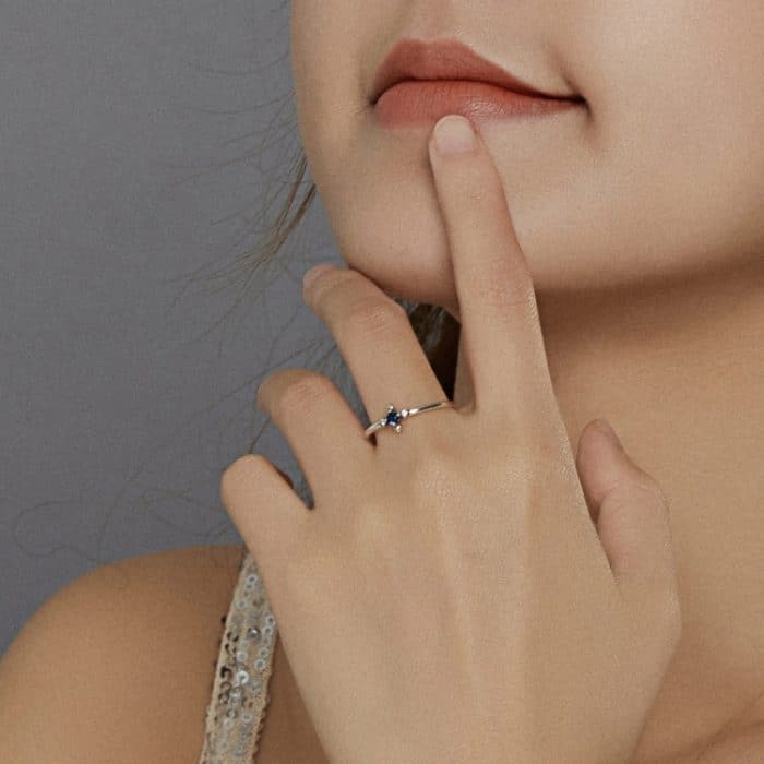 S925 Sterling Silber Einfacher Kreuz Damen Zirkon Ring – Bild 8