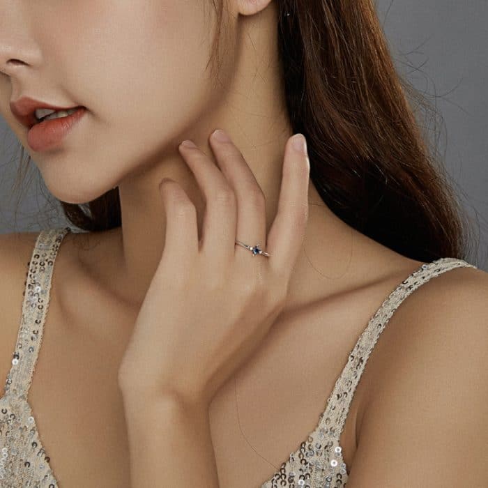 S925 Sterling Silber Einfacher Kreuz Damen Zirkon Ring – Bild 9