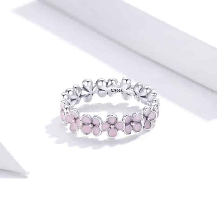 S925 Sterling Silber Rosa Kranz Damen Ring – Bild 3