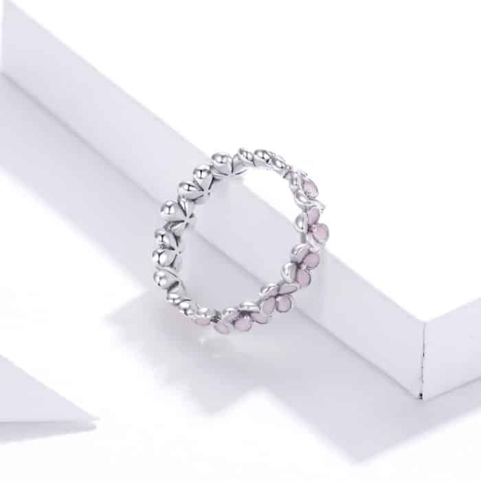 S925 Sterling Silber Rosa Kranz Damen Ring – Bild 4