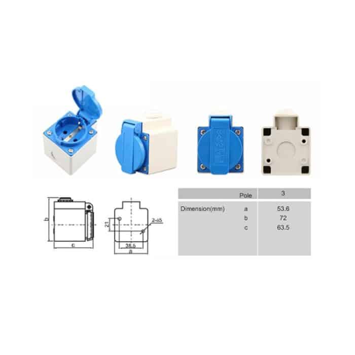 Outdoor IP44 wasserdichte Steckdose mit Klappdeckel, EU-Stecker – Bild 2