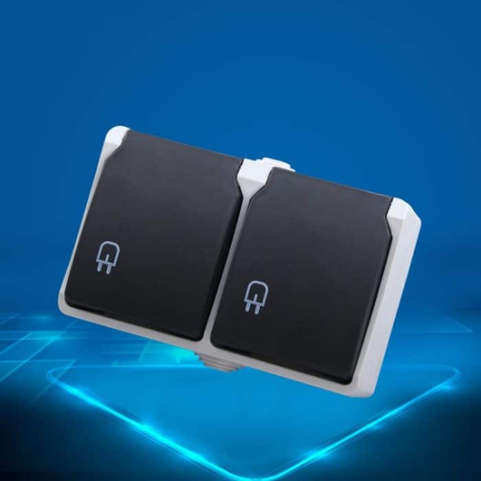 IP44 wasserdichte Doppel-Anschluss Buchse mit Klappdeckel, EU-Stecker – Bild 3