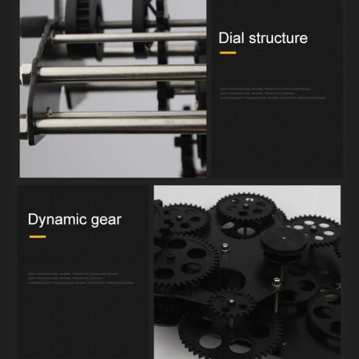 Startseite Einfache dreieckige mechanische Zahnräder-Wanduhr im europäischen Stil, Black, Silver – Bild 4