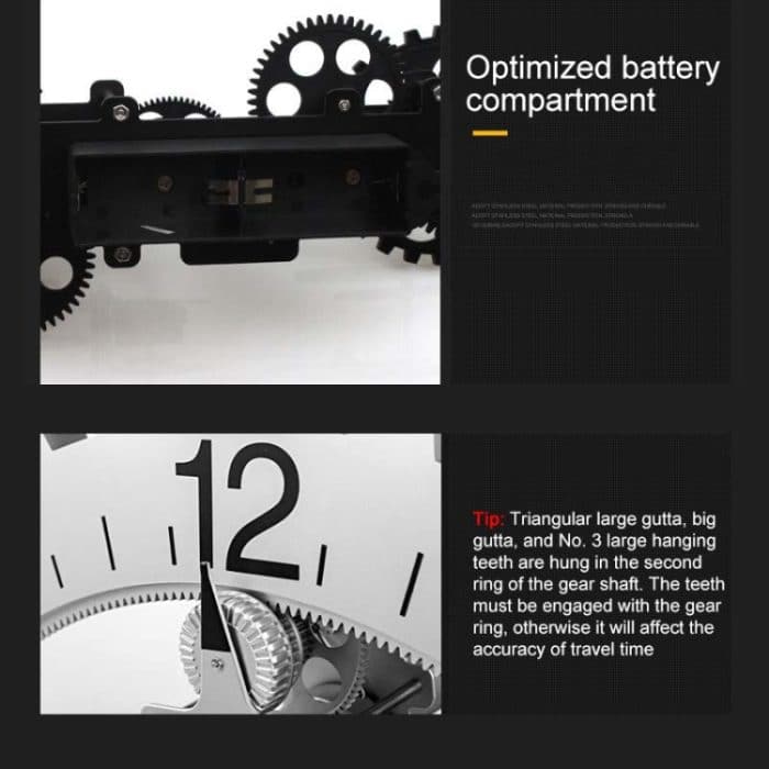 Startseite Einfache dreieckige mechanische Zahnräder-Wanduhr im europäischen Stil, Black, Silver – Bild 5