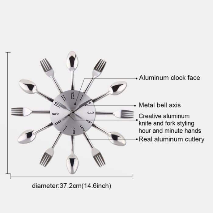 Kreative Restaurant Küche Wohnzimmer Edelstahl Messer und Gabel Quarz Wanduhr – Bild 4