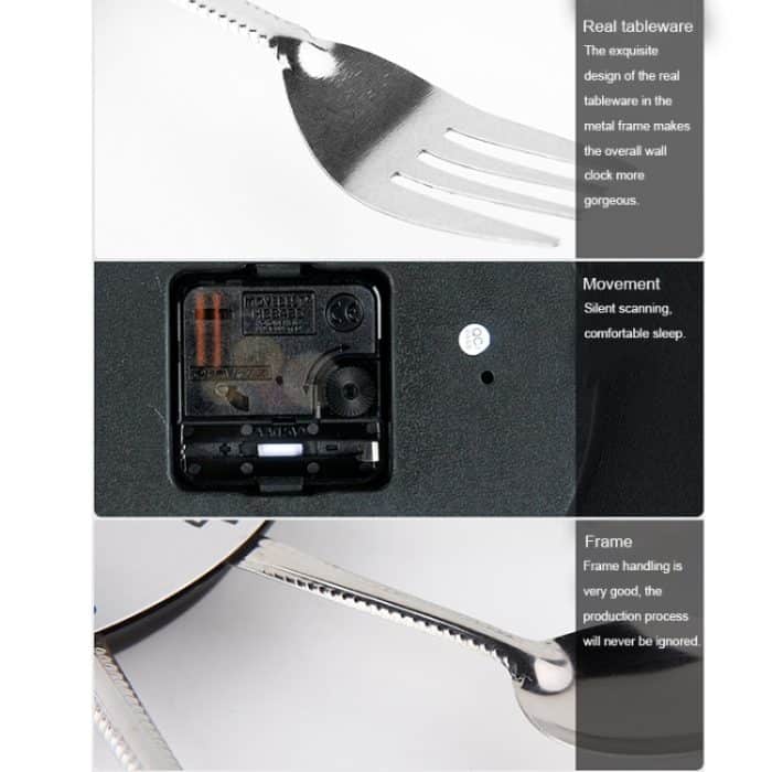 Kreative Restaurant Küche Wohnzimmer Edelstahl Messer und Gabel Quarz Wanduhr – Bild 5