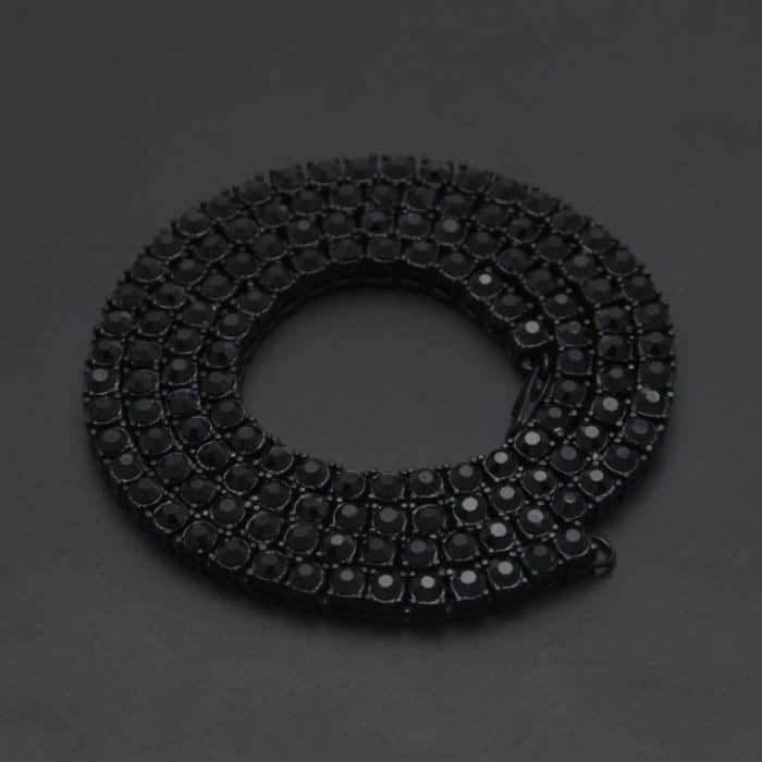 Herren Hip Hop Punk Einreihige Halskette aus Legierung mit Kristalleinlage, Größe: 24 Zoll – Bild 3