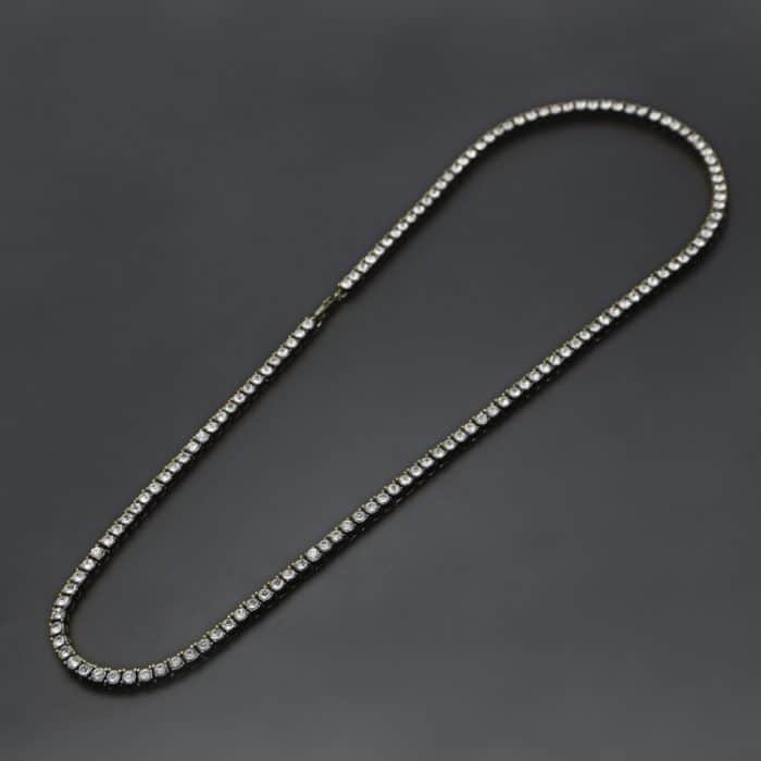 Herren Hip Hop Punk Einreihige Halskette aus Legierung mit Kristalleinlage, Größe: 24 Zoll – Bild 5