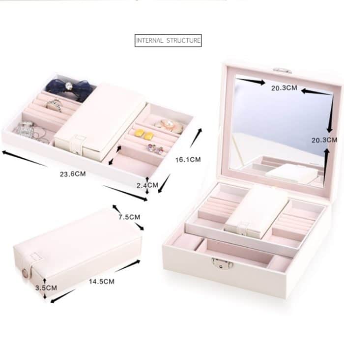 Schmuckschatulle aus Holz für Halsketten und Ringe, großer Schmuckschrank, Geschenkbox – Bild 3