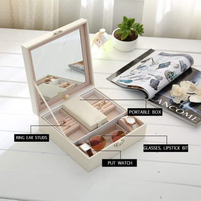 Schmuckschatulle aus Holz für Halsketten und Ringe, großer Schmuckschrank, Geschenkbox – Bild 6