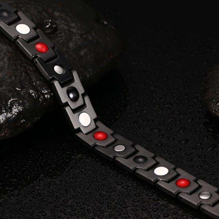 Europa und Amerika Stil Mode Männer Schmuck Edelstahl + Goldbeschichtung Magnetisches Gesundheitsarmband, Größe: 12 mm * 22 cm (Schwarz + Gold) – Bild 4