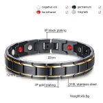 Europa und Amerika Stil Mode Männer Schmuck Edelstahl + Goldbeschichtung Magnetisches Gesundheitsarmband, Größe: 12 mm * 22 cm (Schwarz + Gold) – Bild 5