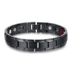 Europa und Amerika Stil Mode Männer Schmuck Edelstahl + Schwarz Überzug Magnetic Health Armband, Größe: 12mm * 22cm (Schwarz)