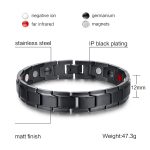Europa und Amerika Stil Mode Männer Schmuck Edelstahl + Schwarz Überzug Magnetic Health Armband, Größe: 12mm * 22cm (Schwarz) – Bild 5