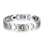 Europa und Amerika Stil Mode Männer Schmuck Edelstahl + Goldbeschichtung Magnetic Health Armband, Größe: 12mm * 22cm (Stahl + Silber) – Bild 2