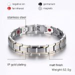 Europa und Amerika Stil Mode Männer Schmuck Edelstahl + Goldbeschichtung Magnetic Health Armband, Größe: 12mm * 22cm (Stahl + Silber) – Bild 5