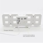 Multifunktionaler großer 3D-LED-Digital-Wandwecker mit Schlummerfunktion, 12/24-Stunden-Anzeige für Zuhause, Küche, Büro, DC 5 V, CE-zertifiziert, White Body Green Characters, White Body Blue Characters, White Body Red Characters... – Bild 6